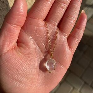 Gold Wire-Wrapped Opalite Necklace